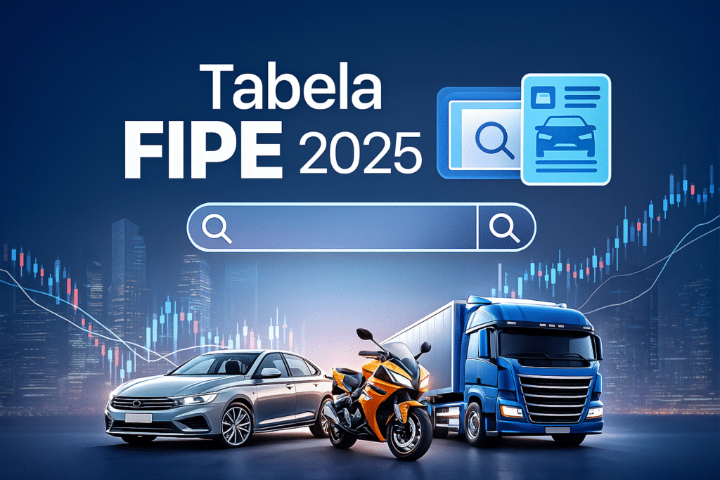 Consulta da Tabela FIPE 2025 mostrando valores atualizados de veículos para ajudar usuários a verificar preços de carros, motos e caminhões.